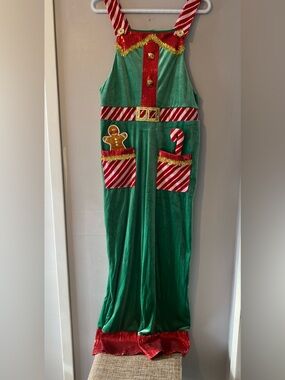 Christmas Ugly Overalls Sequins Jingle Bells Pockets Women’s Size Medium Party